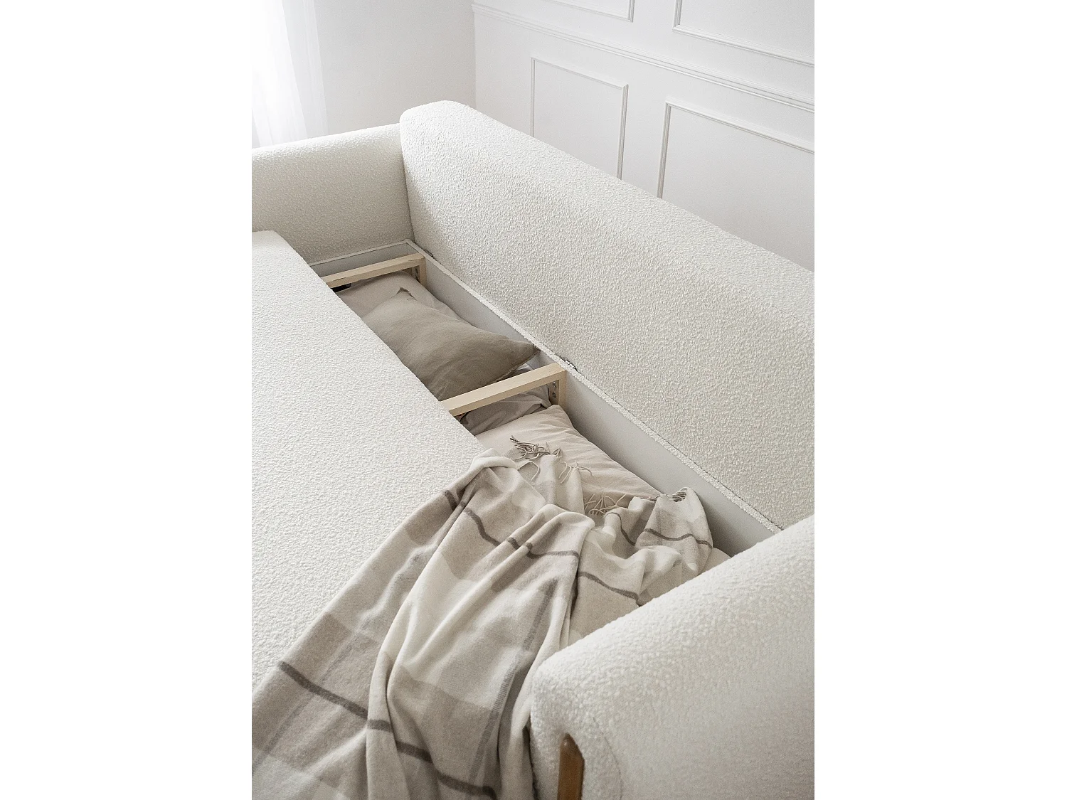 3 Pers. Canapé Padova /Bois/Tissu/Blanc