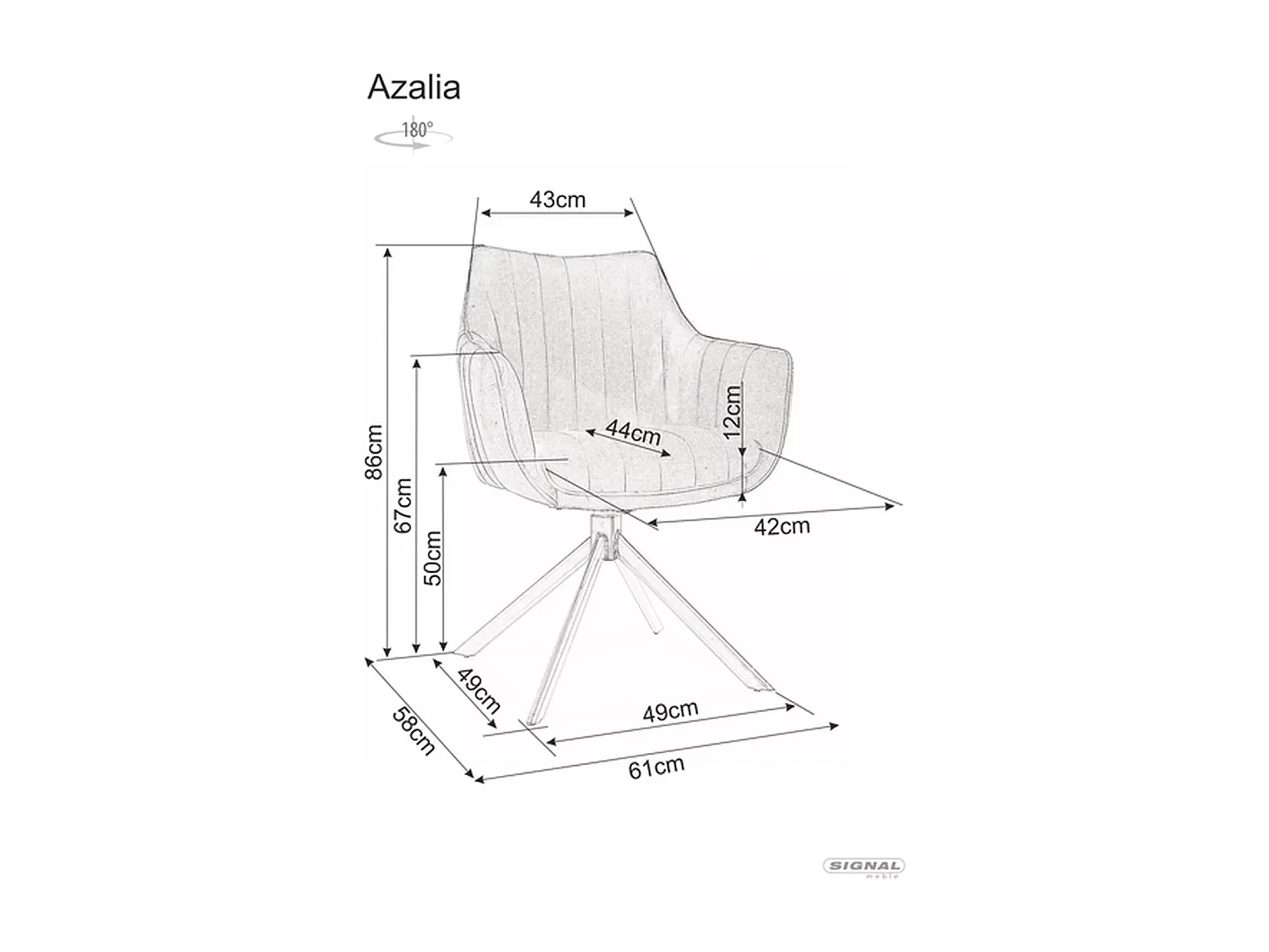 Sedia Azalia/Tessuto di Velluto/Grigio