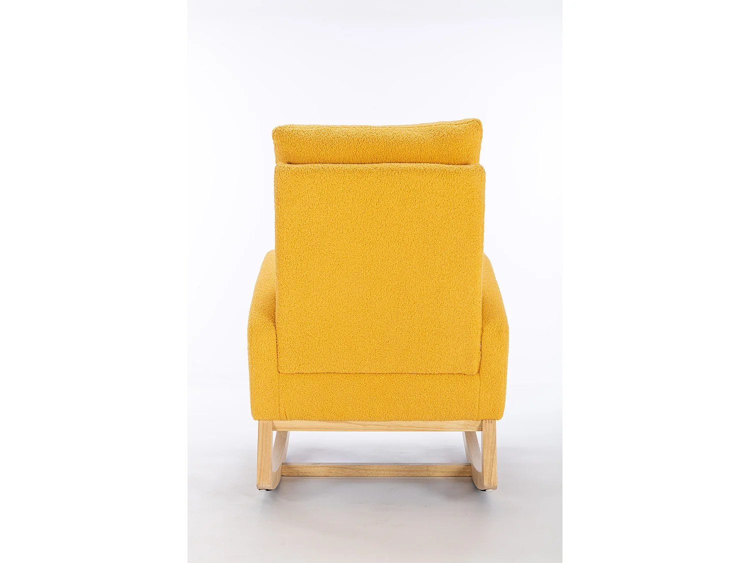 Chaise à bascule rembourrée en tissu Teddy moderne du milieu du siècle - jaune