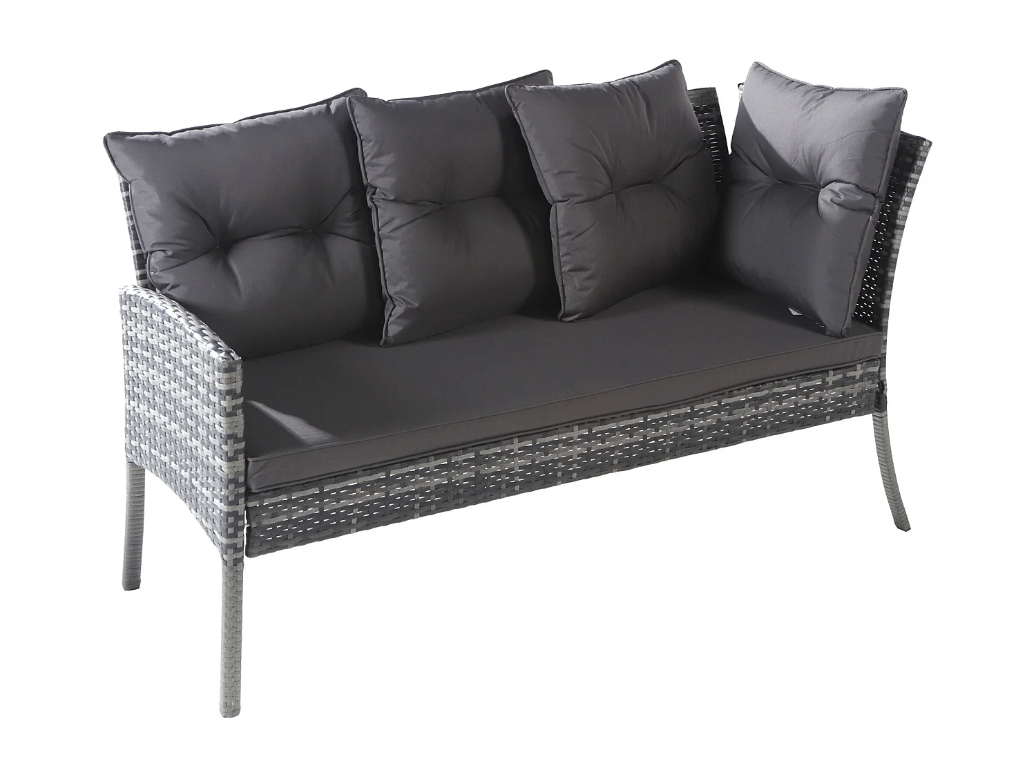 Salon de jardin en polyrotin - housse en tissu amovible et lavable - gris