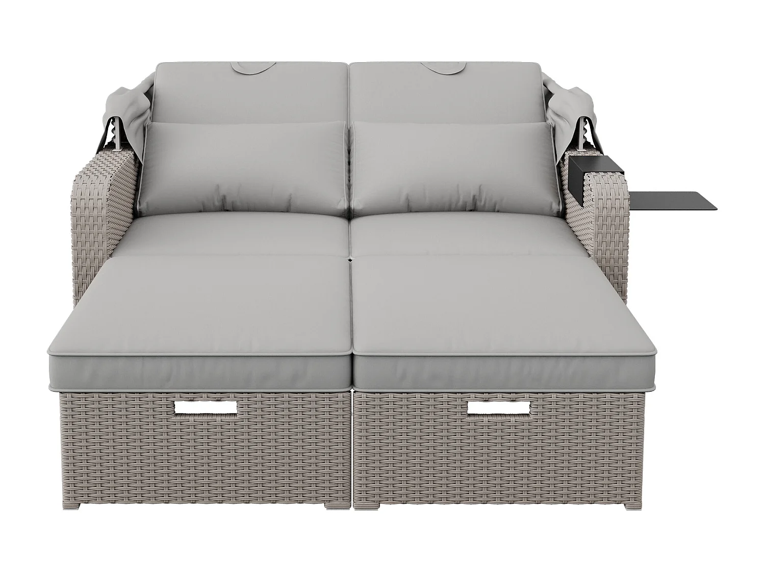 Canapé de jardin 2 places - Canapé lounge avec store amovible - assise rétractable - kaki