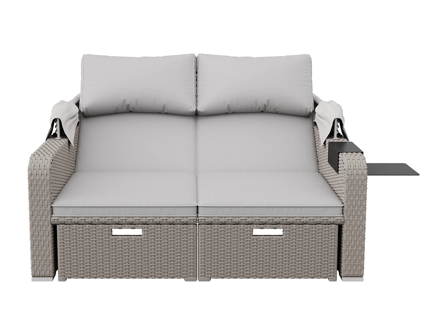 Canapé de jardin 2 places - Canapé lounge avec store amovible - assise rétractable - kaki