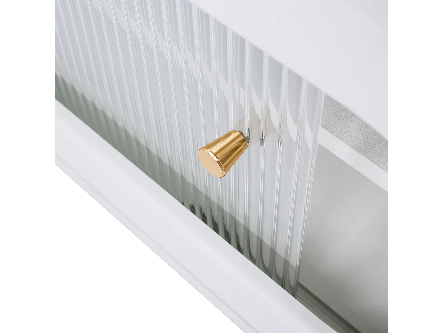 Meuble TV  170 cm - porte en rotin - porte coulissante en verre - pieds en bois massif