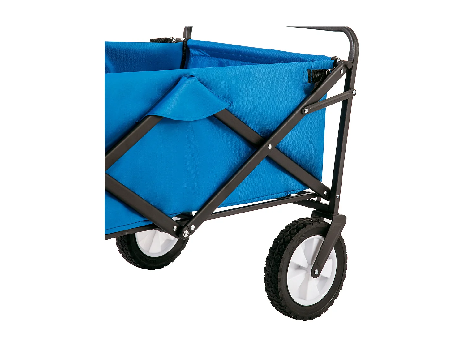 Chariot de jardin pliable - tout-terrain extérieur - avec poignées réglables - bleu