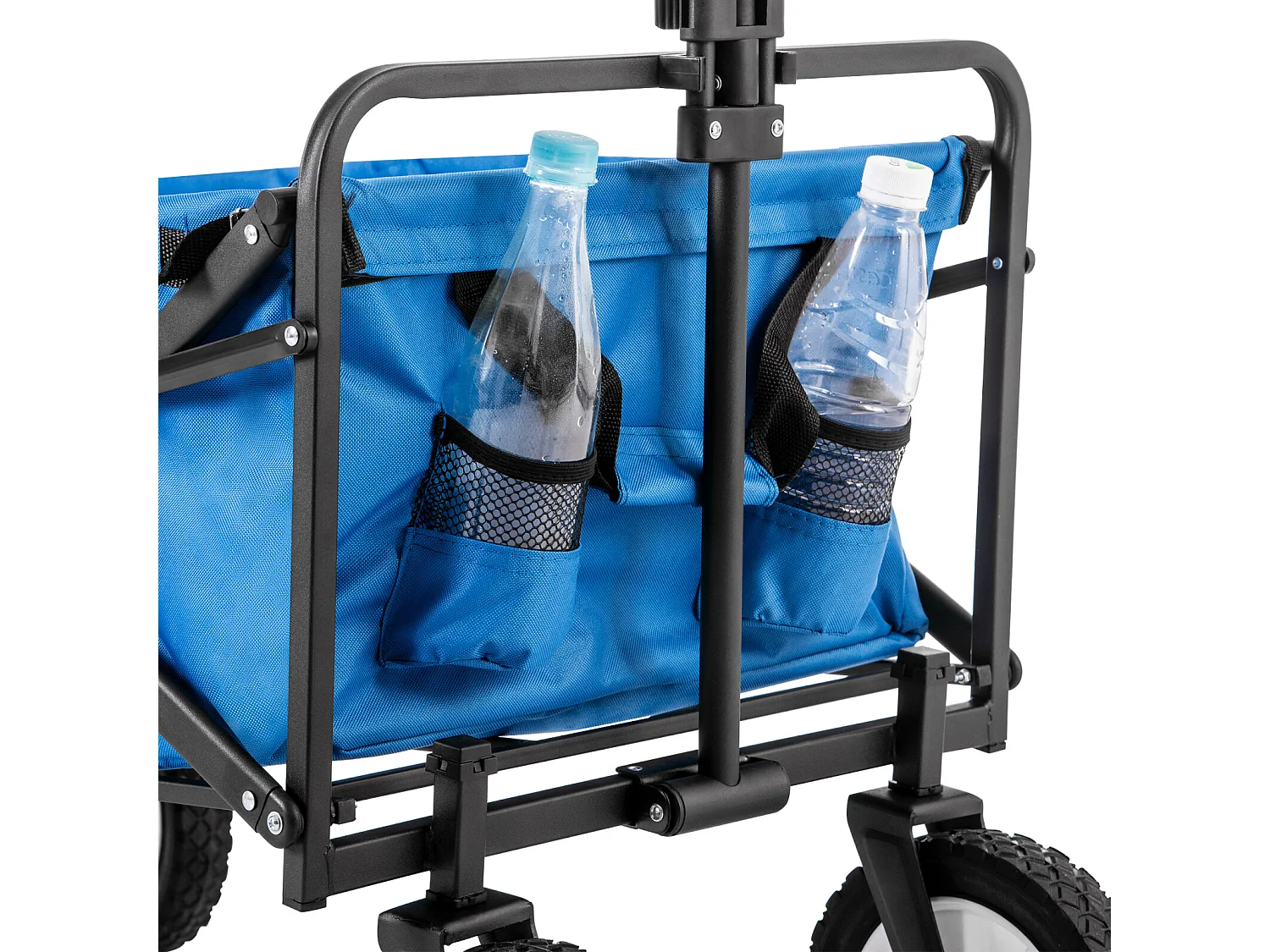 Chariot de jardin pliable - tout-terrain extérieur - avec poignées réglables - bleu