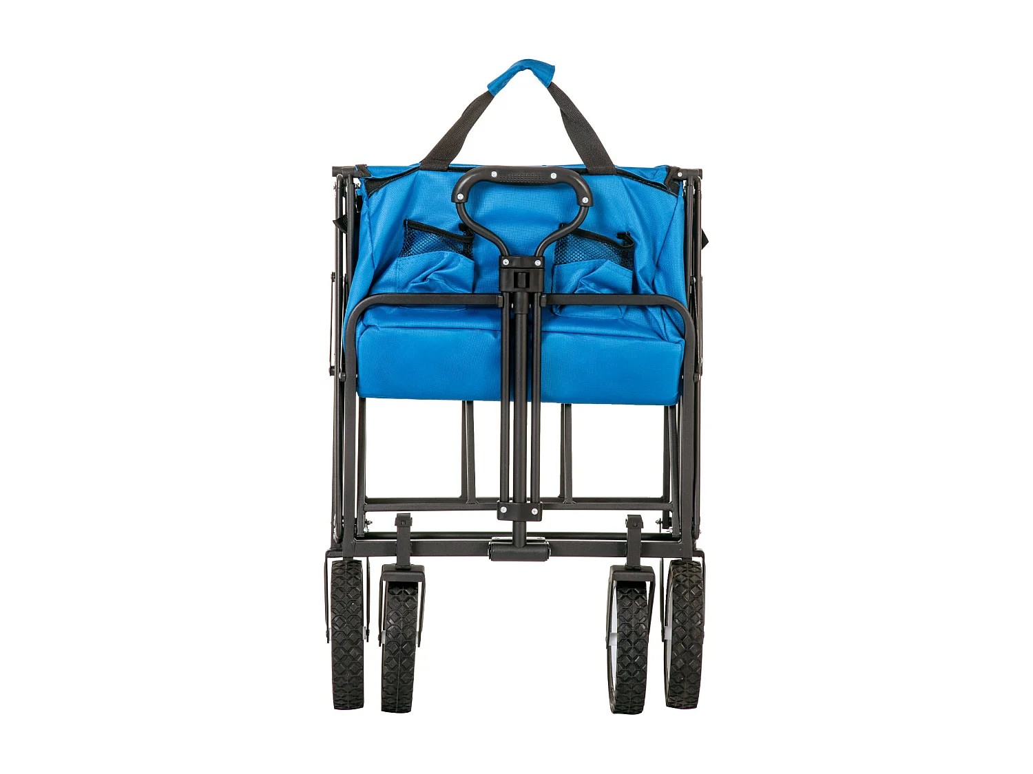 Chariot de jardin pliable - tout-terrain extérieur - avec poignées réglables - bleu