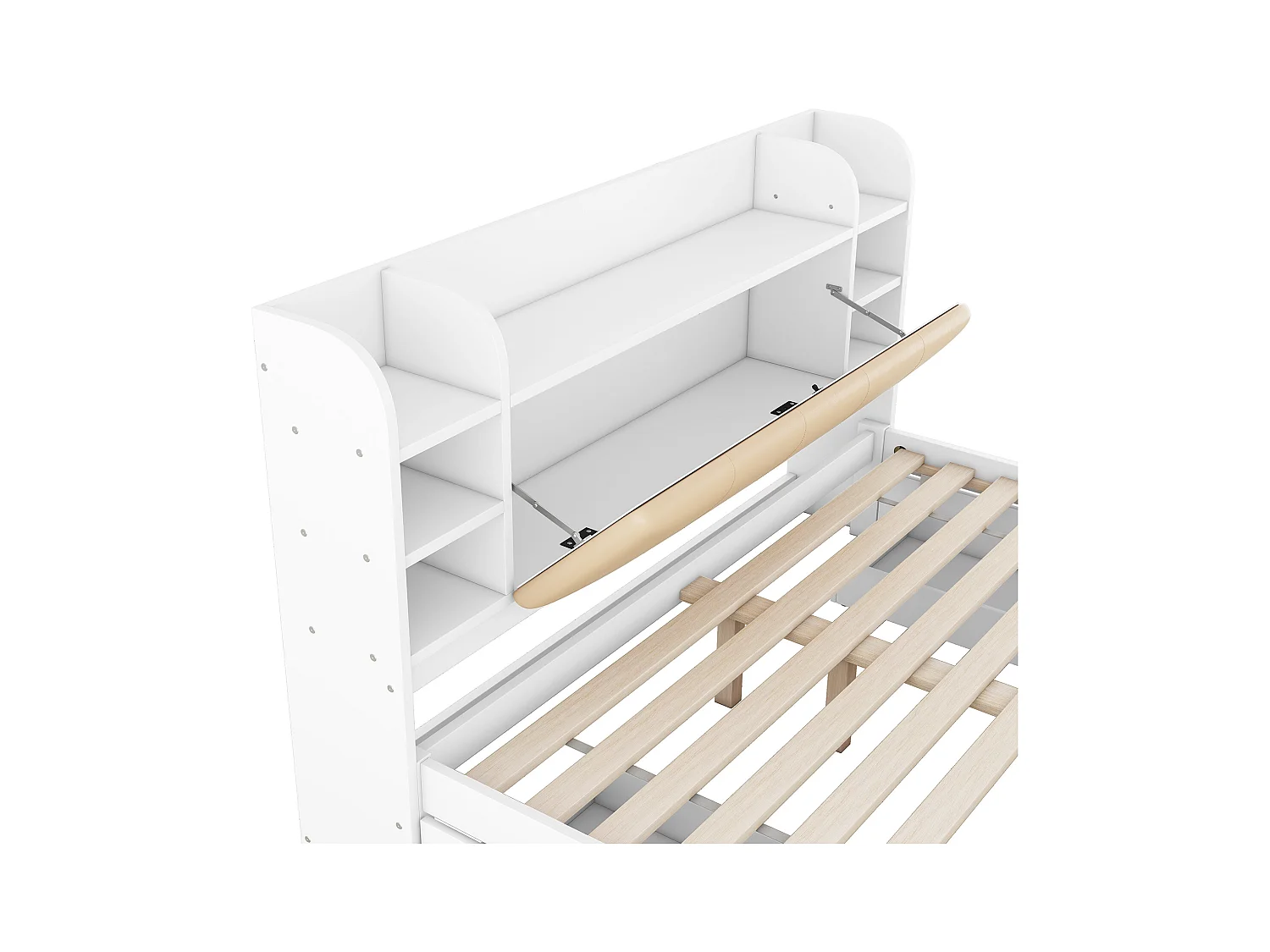 Lit adulte 180x200 cm lit double avec tiroirs et chevet de rangement - en bois de pin - blanc - sans matelas