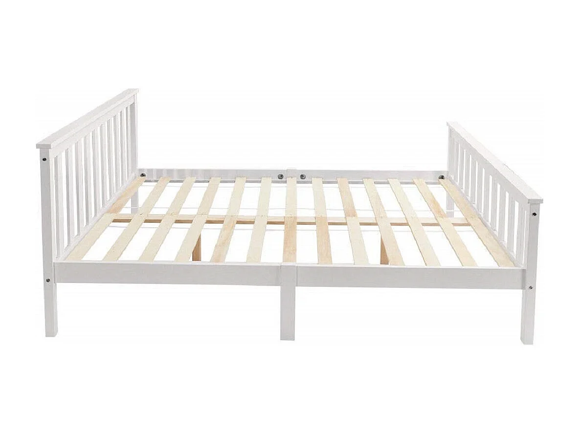 Lit double en bois 140x200 cm lit en bois massif - blanc
