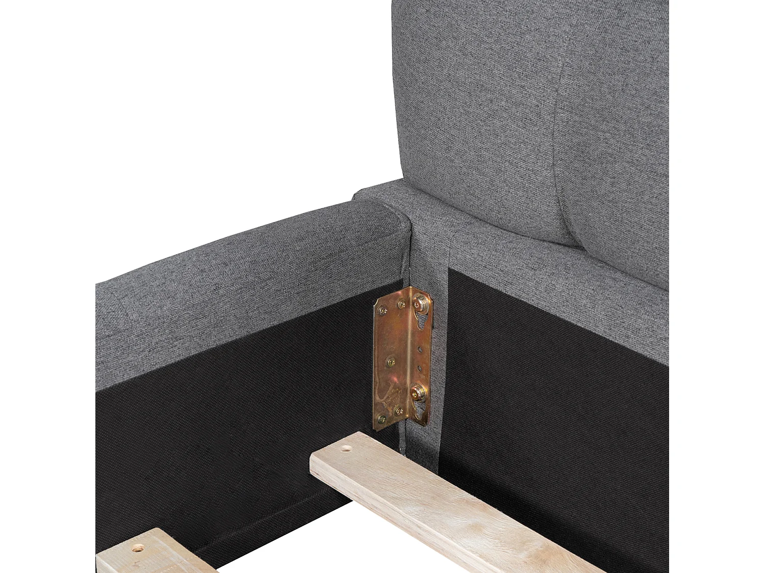 Bed 140x190 cm - Tweepersoonsbed met zachte rugleuning en lattenbodem - Linnengrijs - Zonder matras