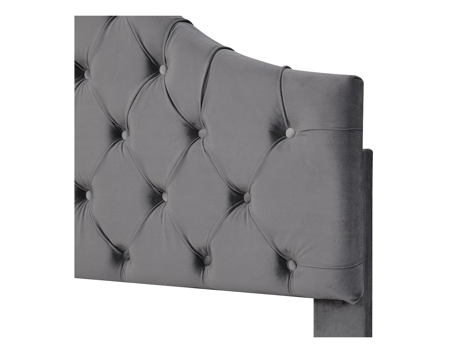 Bett 90 x 200 cm – grauer Samt – Kinderbett mit verstellbarem Kopfteil und Holzlattenrost – ohne Matratze