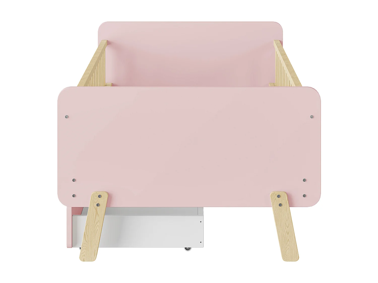 Lit enfant 90x190 cm lit simple avec 2 tiroirs - en bois massif - rose - sans matelas