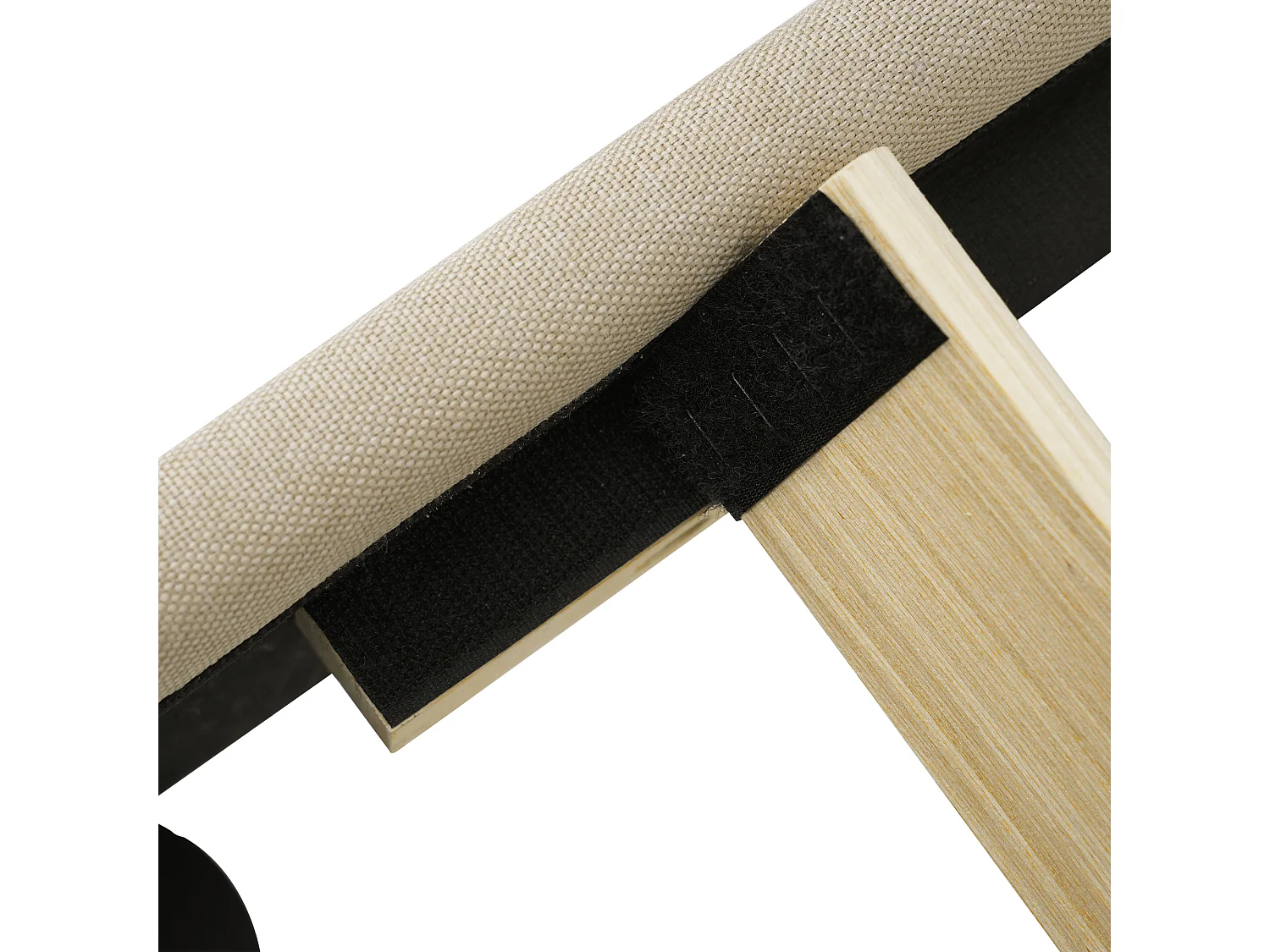 Lit simple 90 x 200 cm lit enfant avec éclairage LED et tête de lit réglable -tissu en lin biege - sans matelas