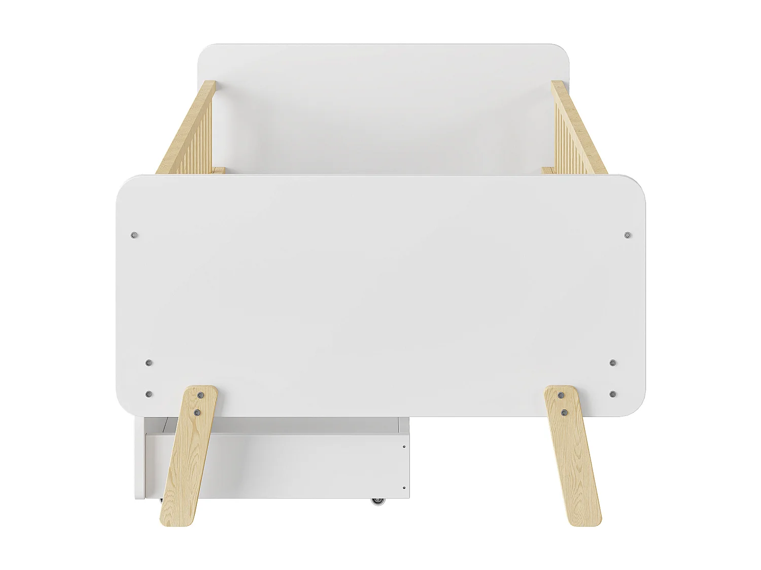Lit enfant 90x190 cm lit simple avec 2 tiroirs - en bois de pin - blanc - sans matelas