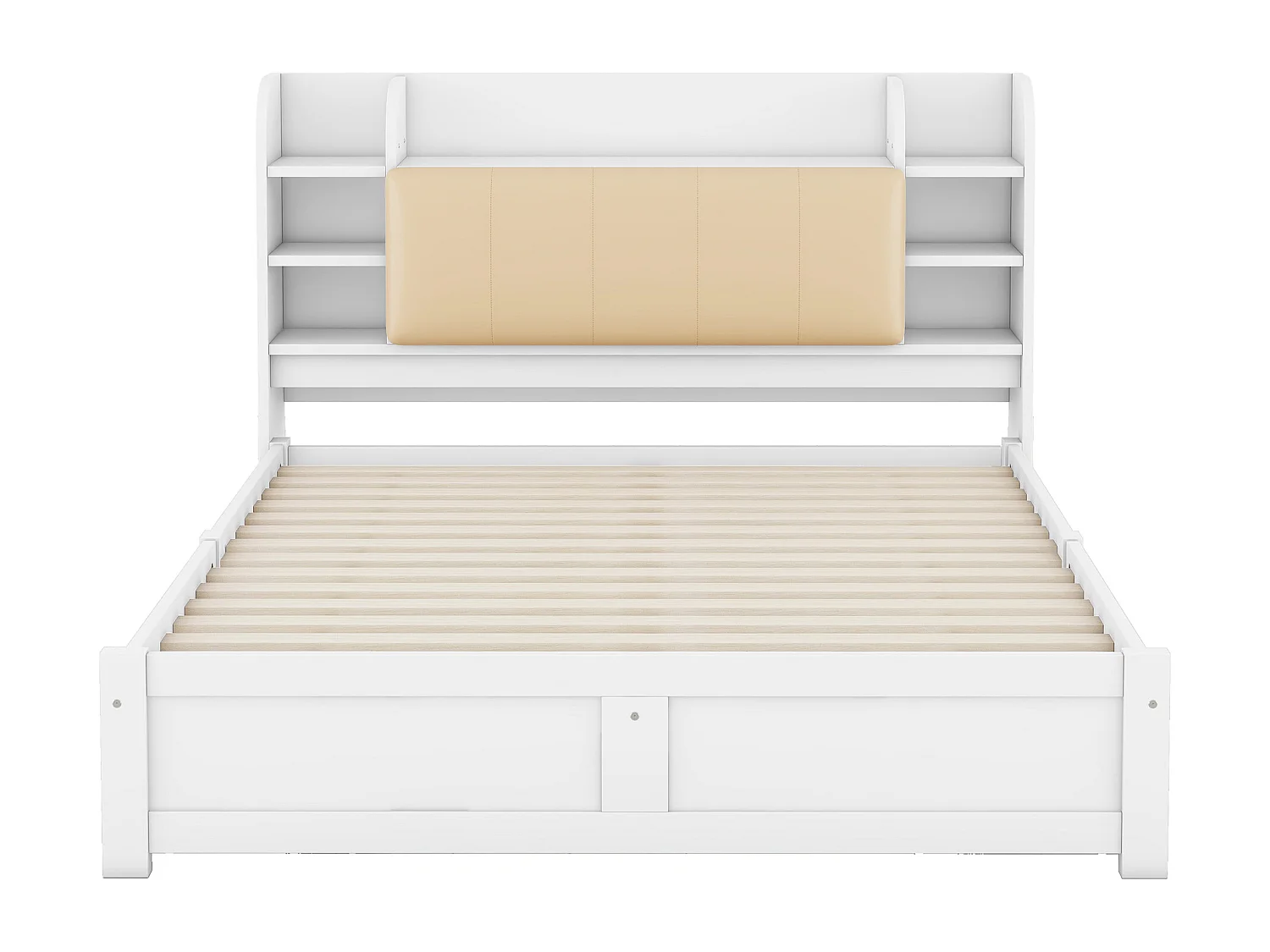 Lit adulte 160x200 cm lit double avec tête de lit de rangement et tiroir - bois de pin - blanc - sans matelas