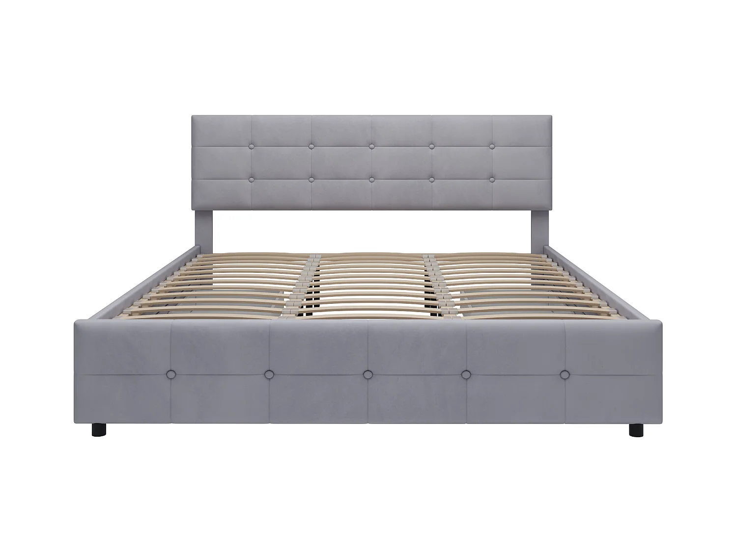 180 x 200 cm Bett – Grauer Samtstoff – Erwachsenenbett mit 4 Schubladen und Lattenrost – ohne Matratze