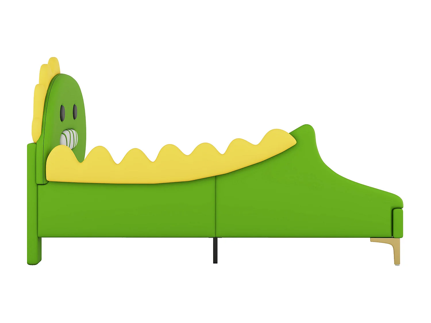 Lit enfant 90X200 cm forme de dinosaure cartoon lit plat matériau en PU - vert
