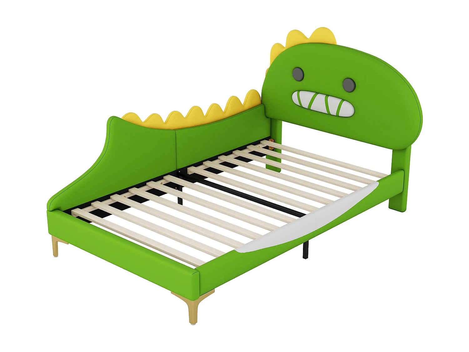 Lit enfant 90X200 cm forme de dinosaure cartoon lit plat matériau en PU - vert