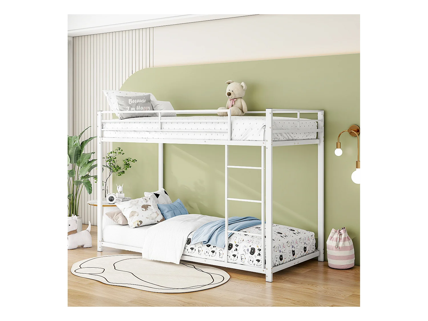 Literas infantiles 90x200 cm con barrera metálica de 26 cm - blanco