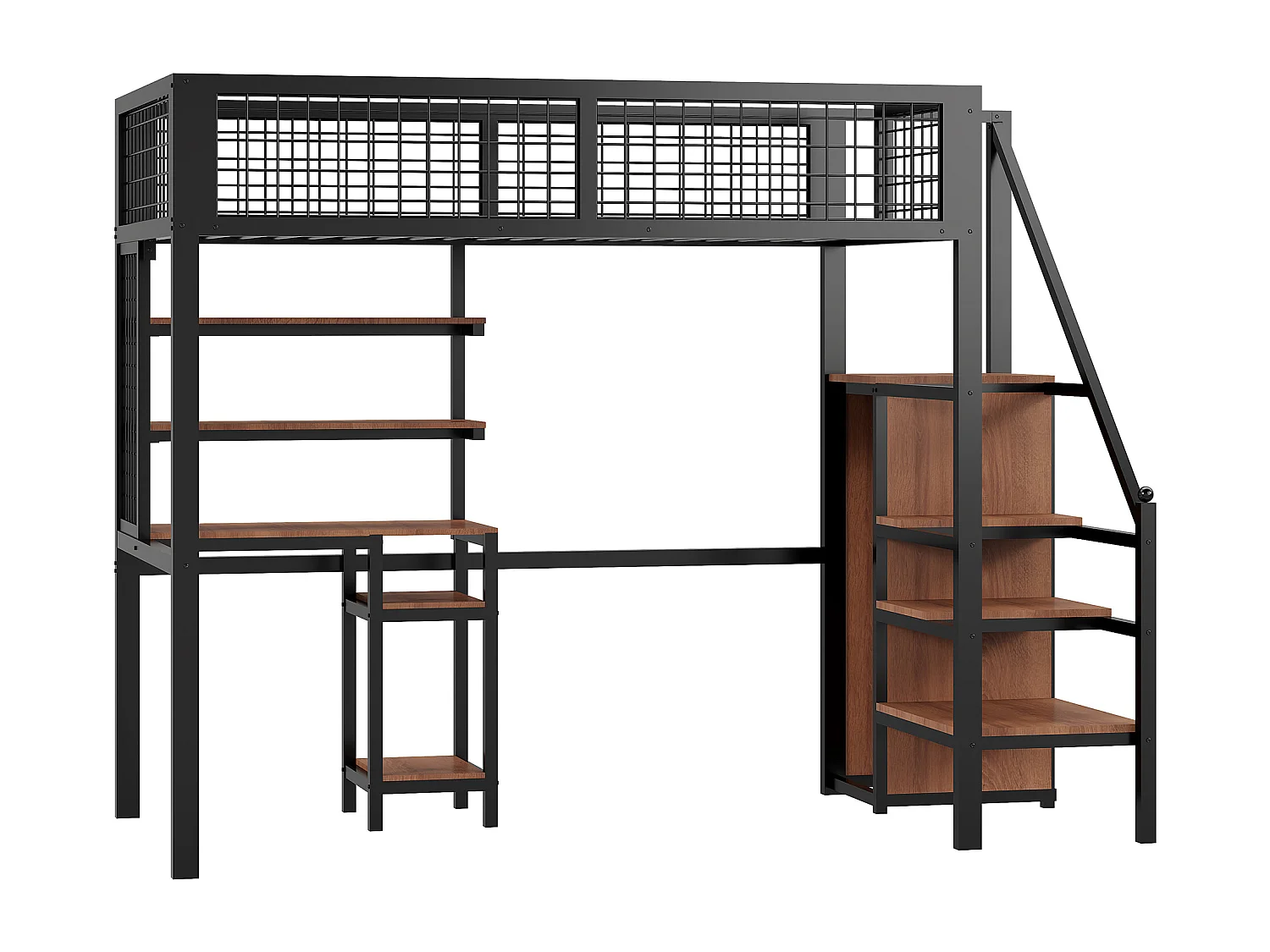Lit mezzanine 90x200 cm lit enfant avec table d'ordinateur - noir