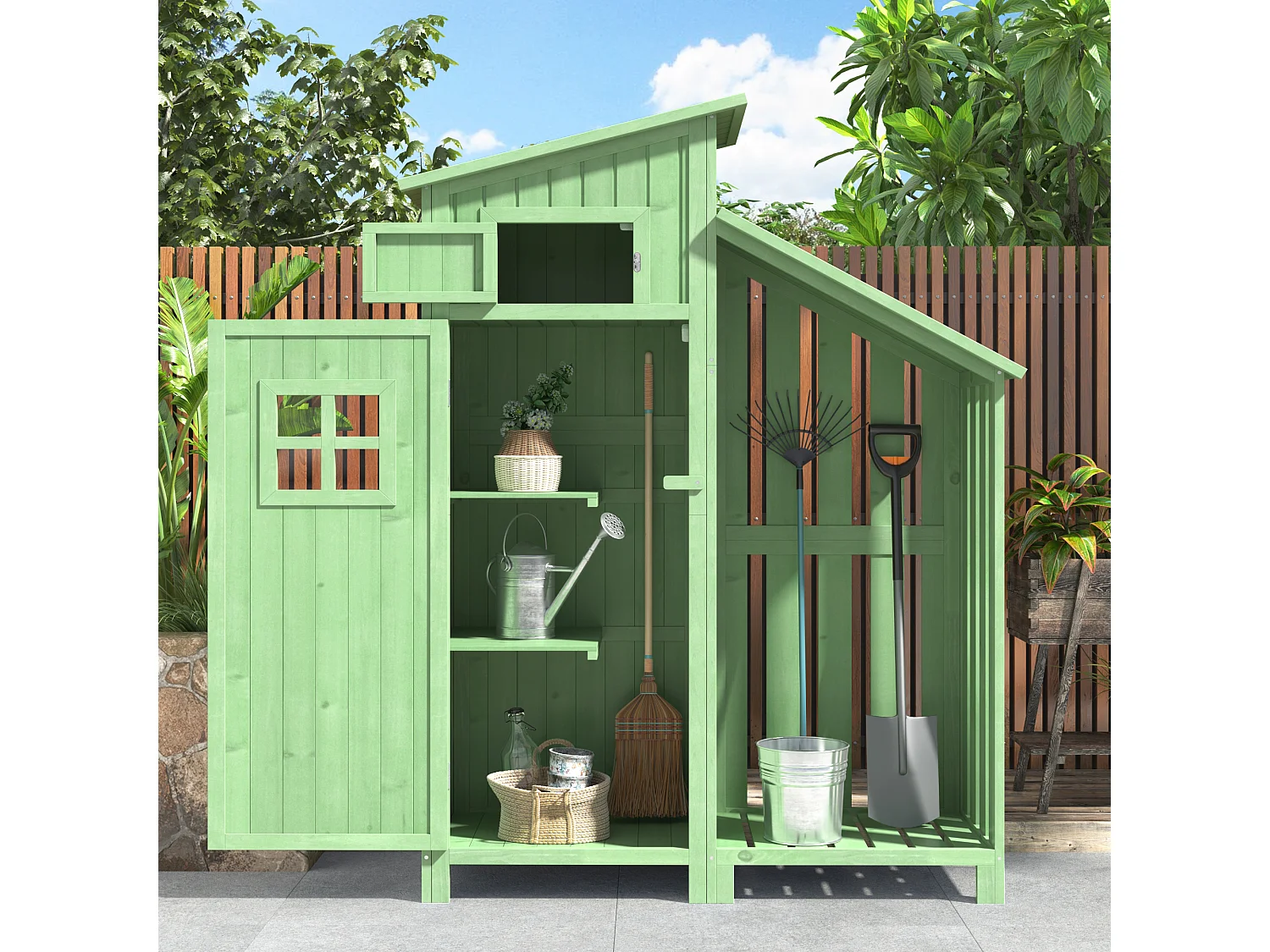 Abri à outils armoire de jardin armoire à outils - convient aux petits jardins - vert (cabane en bois)