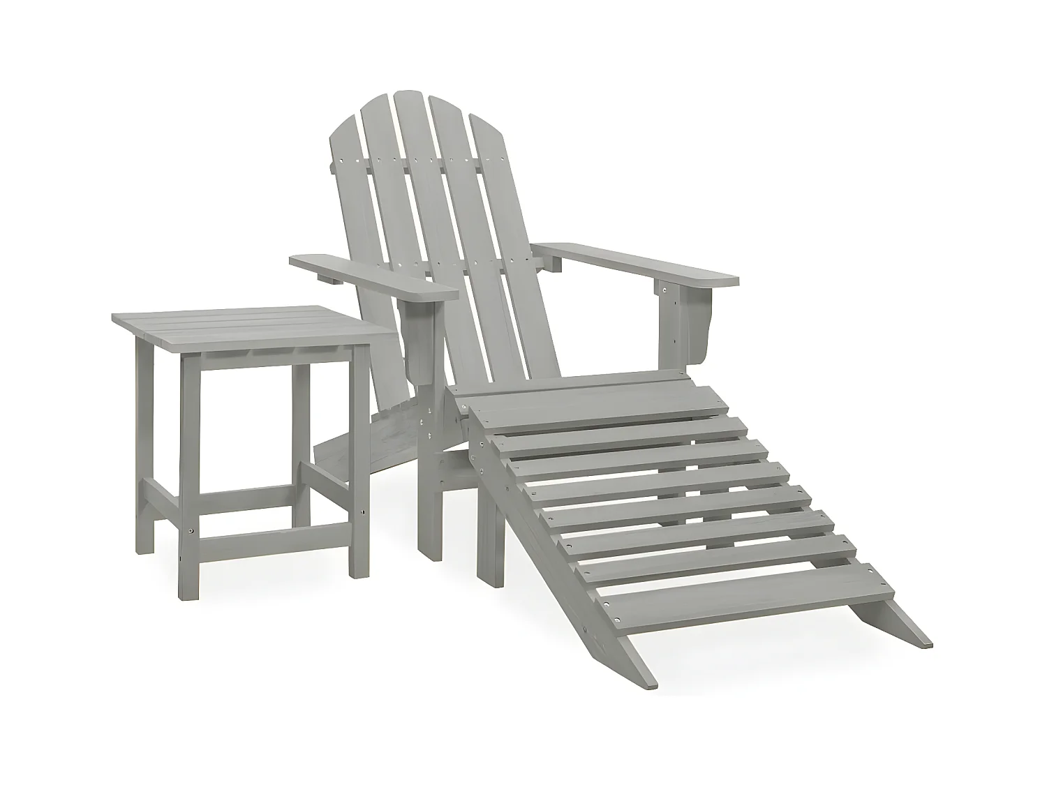 Salle à manger de jardin-Chaise de jardin Adirondack avec pouf et table Sapin Gris GFDF81861