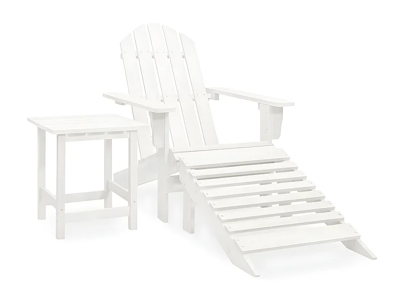 Cadeira de jardim Adirondack c/ otomano e mesa abeto branco PT732109