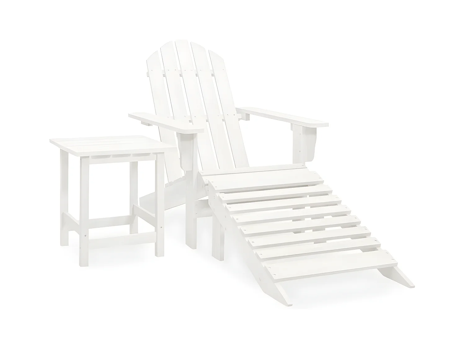 Salle à manger de jardin-Chaise de jardin Adirondack avec pouf et table Sapin Blanc GFDF57329