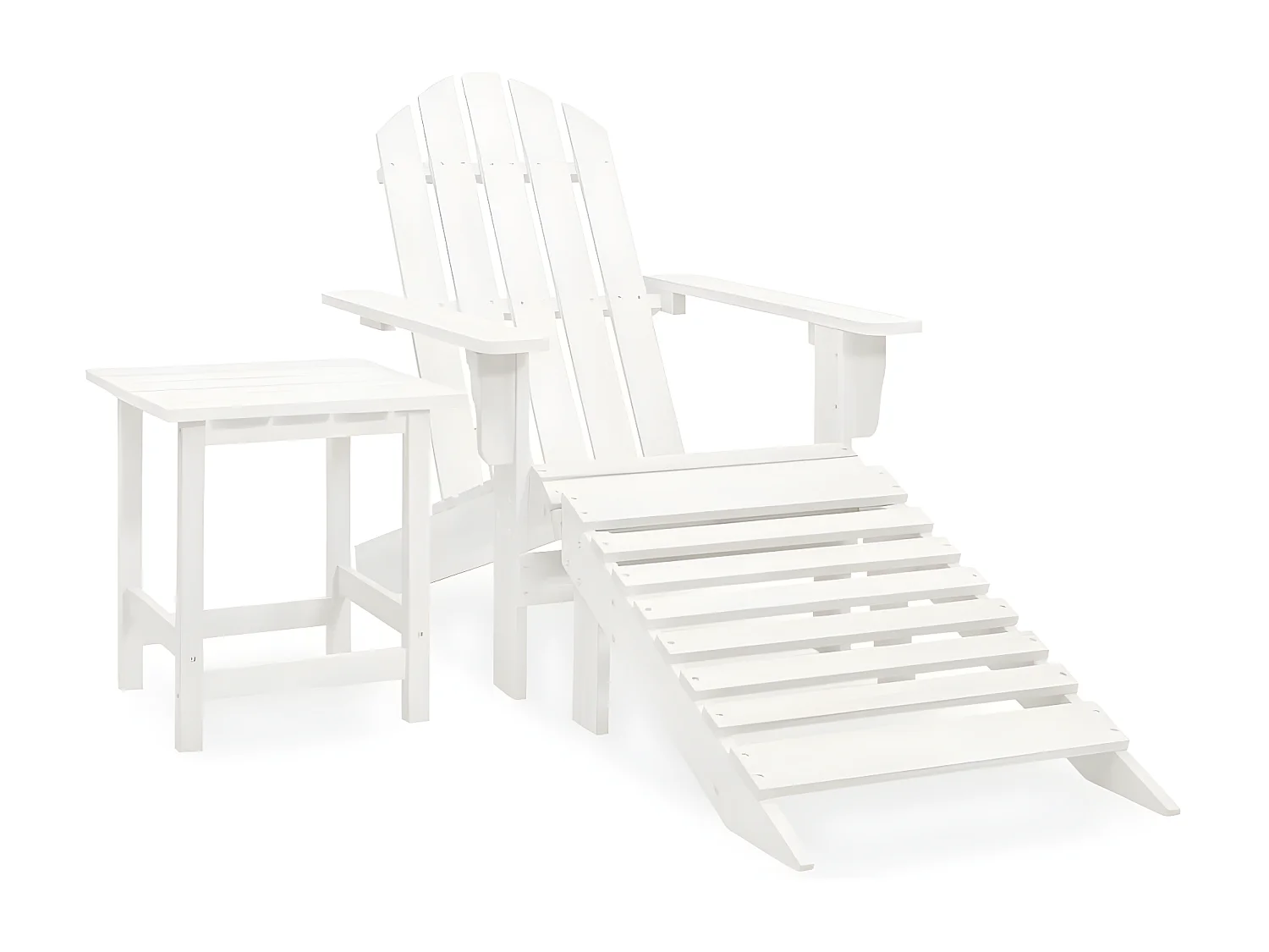 Cadeira de jardim Adirondack c/ otomano e mesa abeto branco PT732109