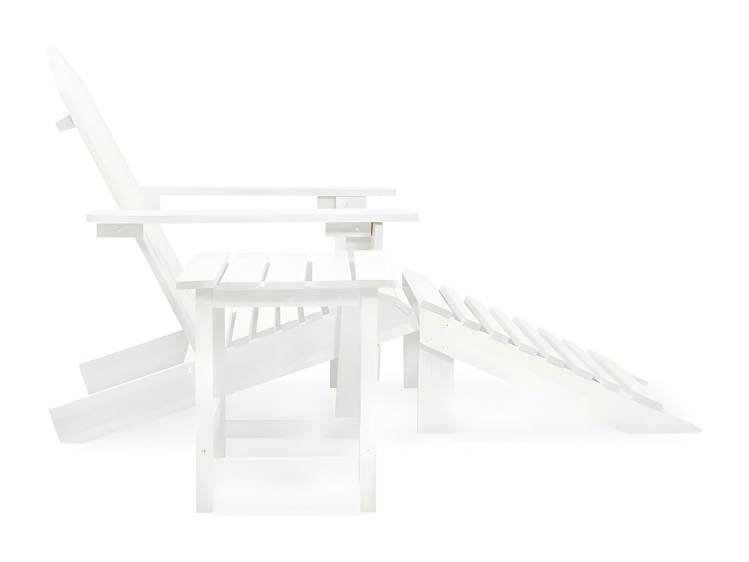 Cadeira de jardim Adirondack c/ otomano e mesa abeto branco PT732109