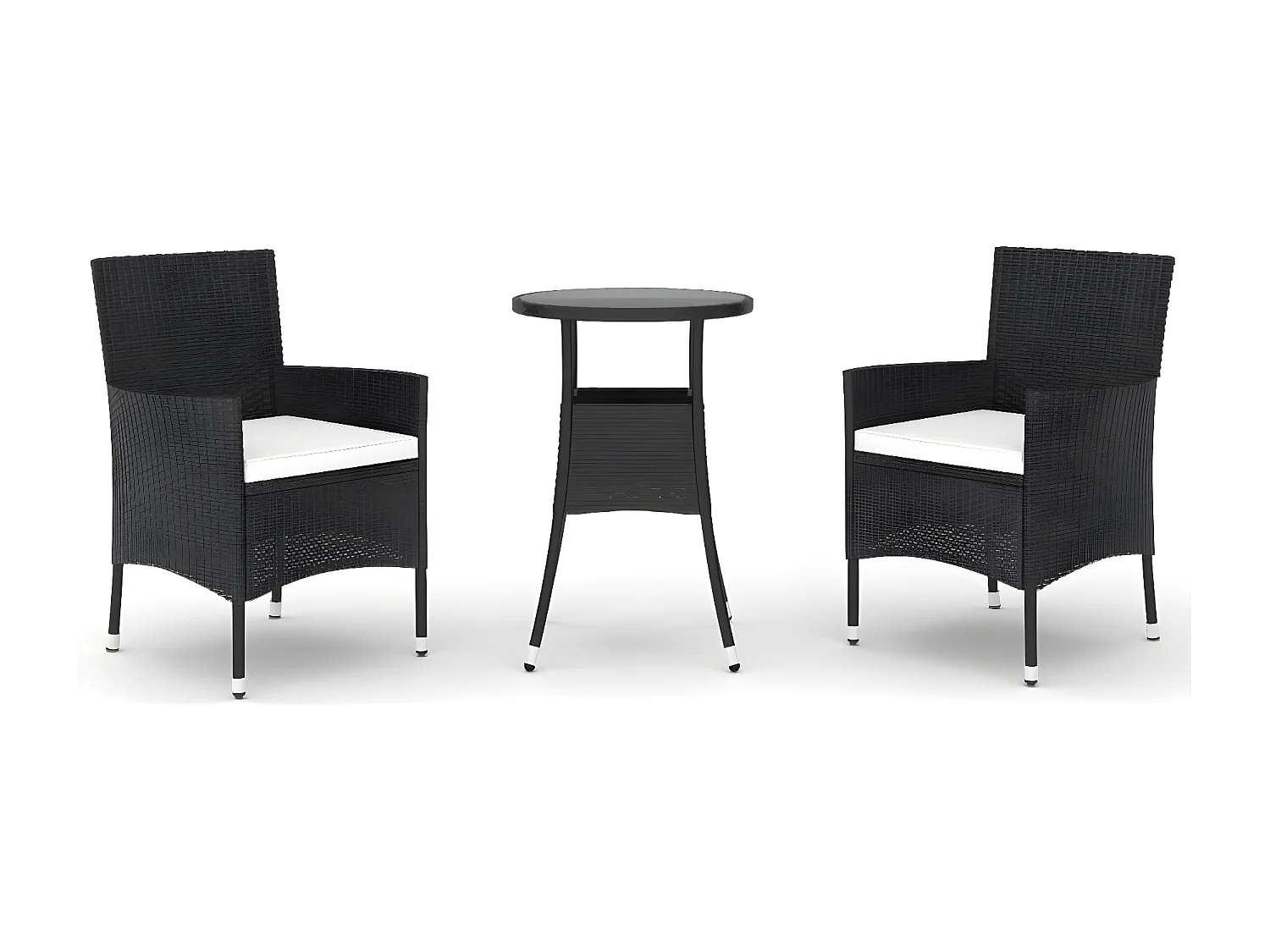 Ensemble de bistro de jardin 3 pcs coussins noir poly rotin GFDF57200