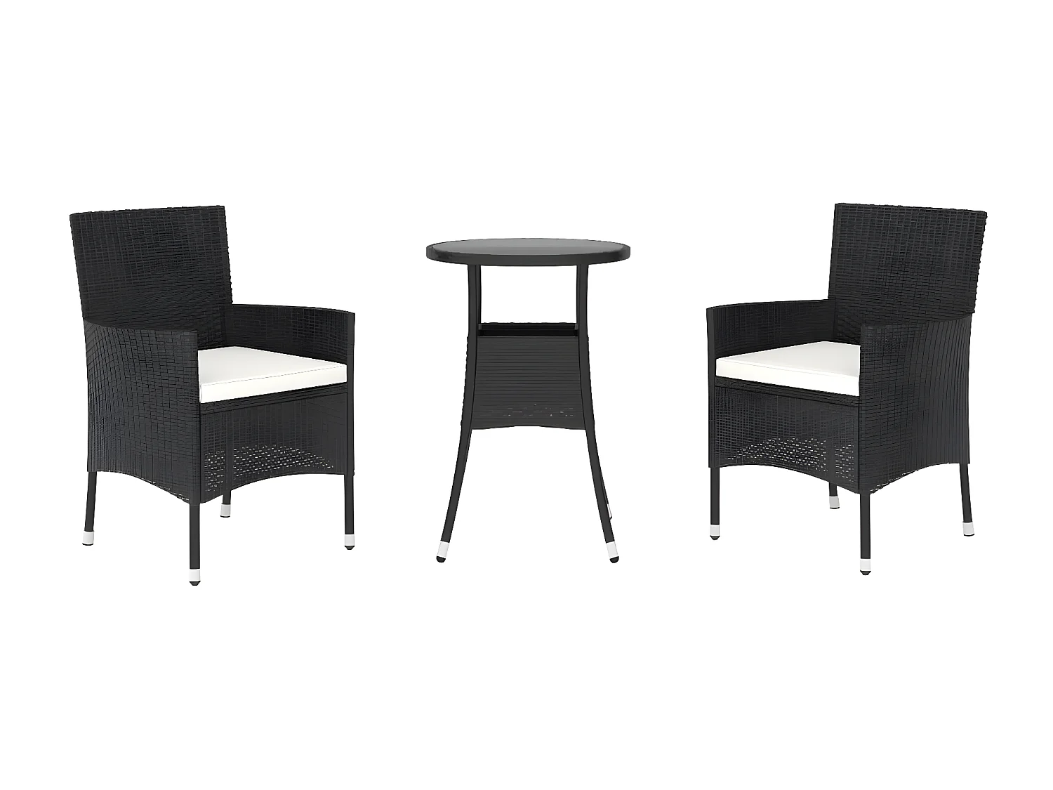 Ensemble de bistro de jardin 3 pcs coussins noir poly rotin GFDF57200