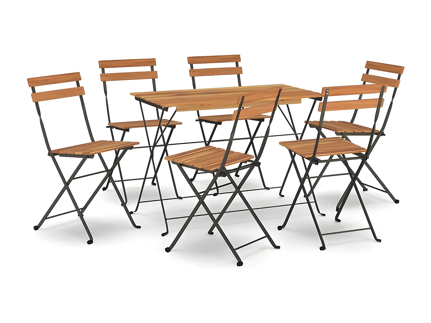 Ensemble de bistro pliable 7 pcs bois d'acacia solide et acier GFDF38758