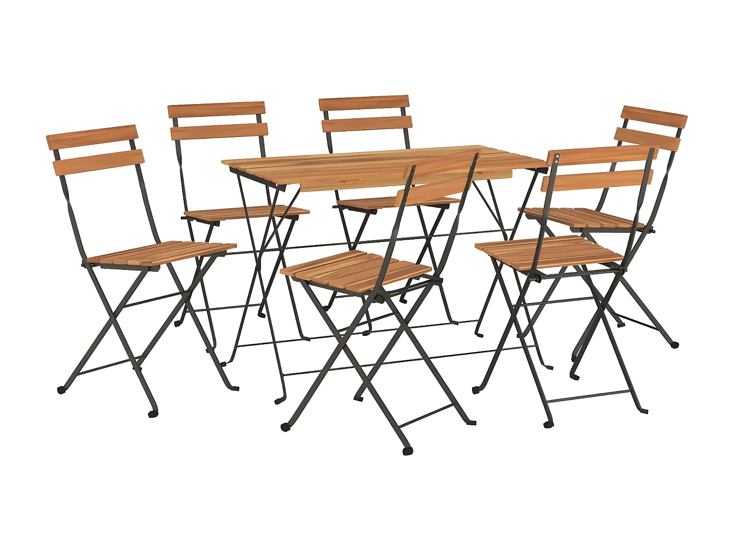Ensemble de bistro pliable 7 pcs bois d'acacia solide et acier GFDF38758