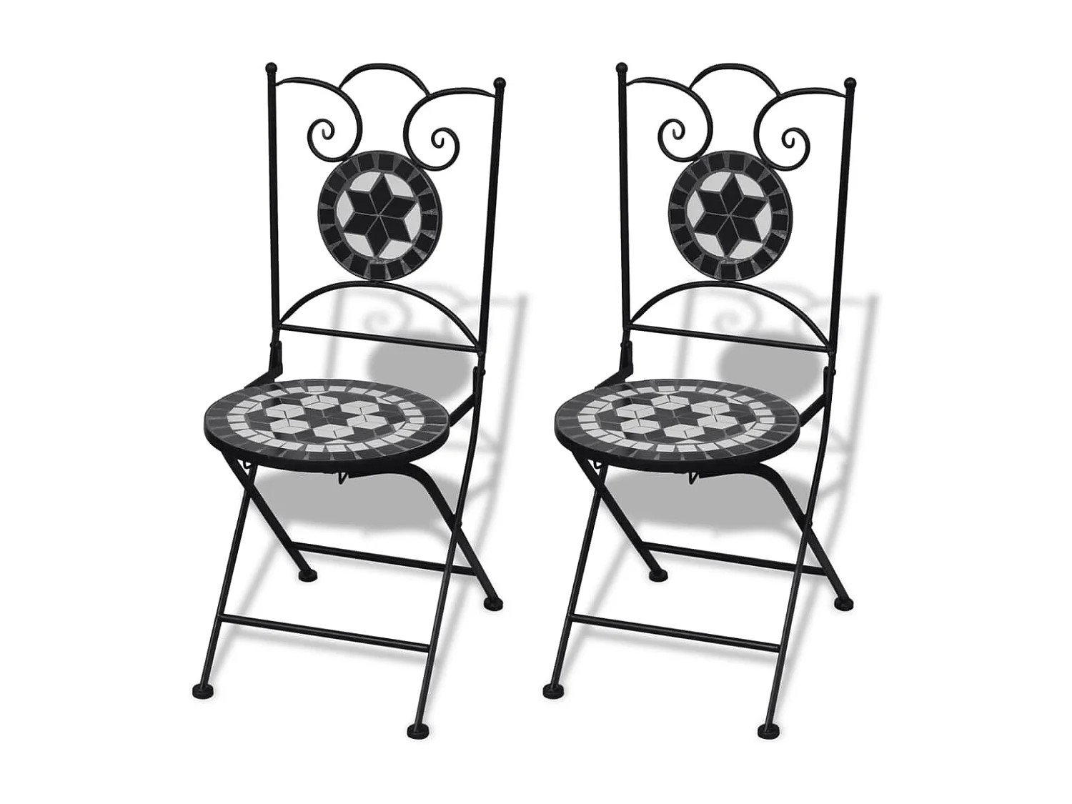 Mobilier de bistro 3 pcs Carreaux céramiques Noir et blanc GFDF97061