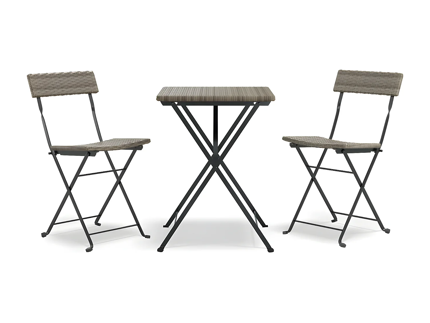 Ensemble de bistro pliable 3 pcs Gris Résine tressée GFDF52354