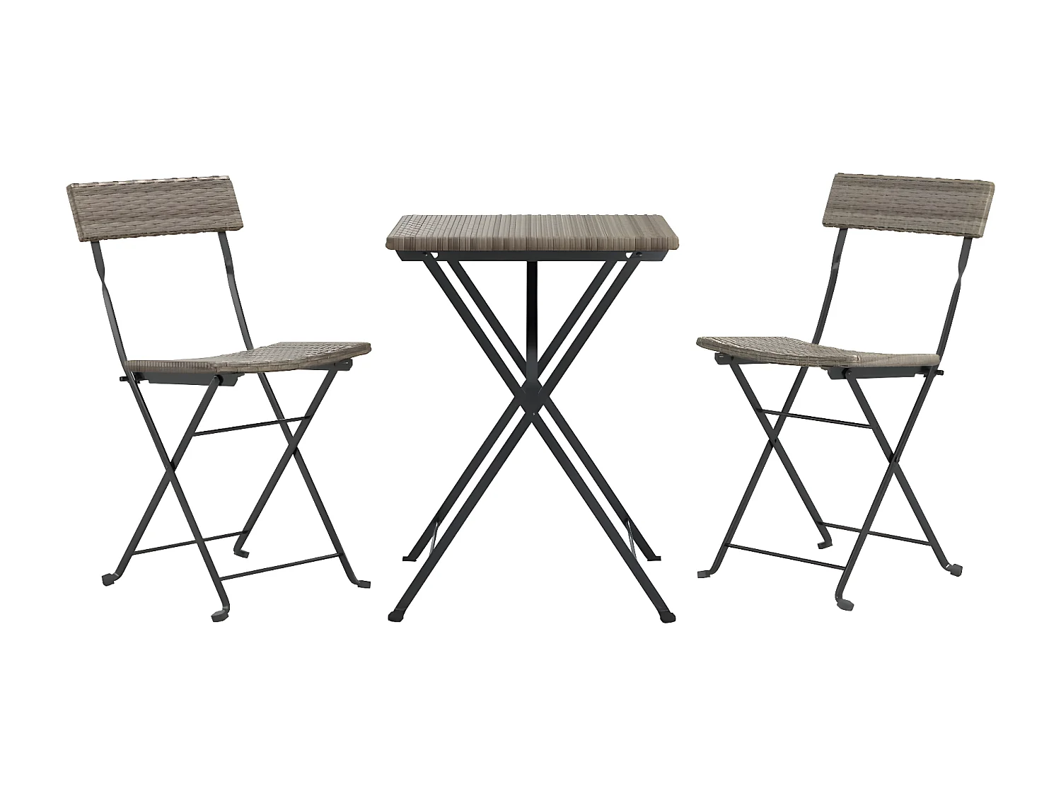 Ensemble de bistro pliable 3 pcs Gris Résine tressée GFDF52354