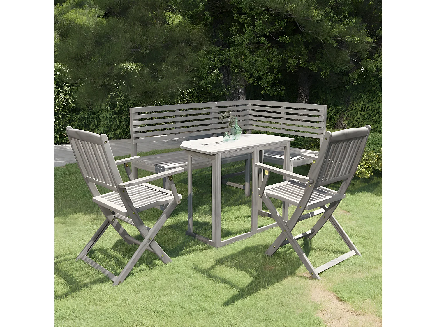 Mobilier de bistro 4 pcs Bois d'acacia solide Gris GFDF94842