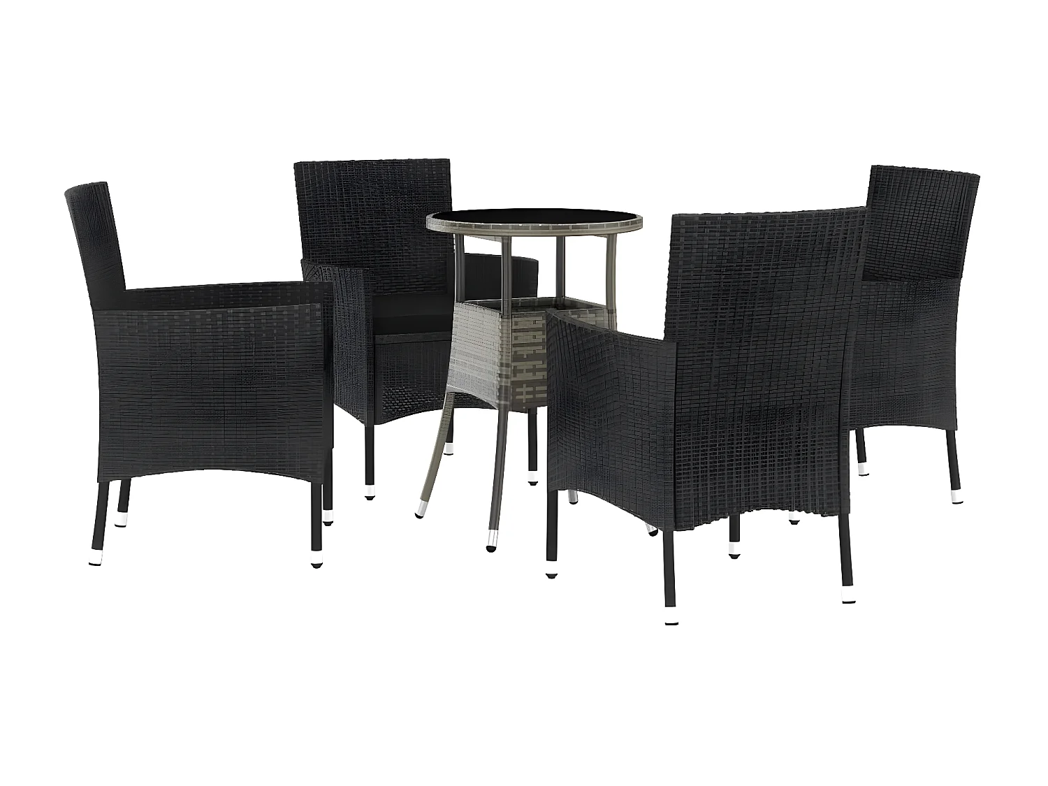 5 pzas Comedor de jardín y cojines ratán sintético negro KOW99912