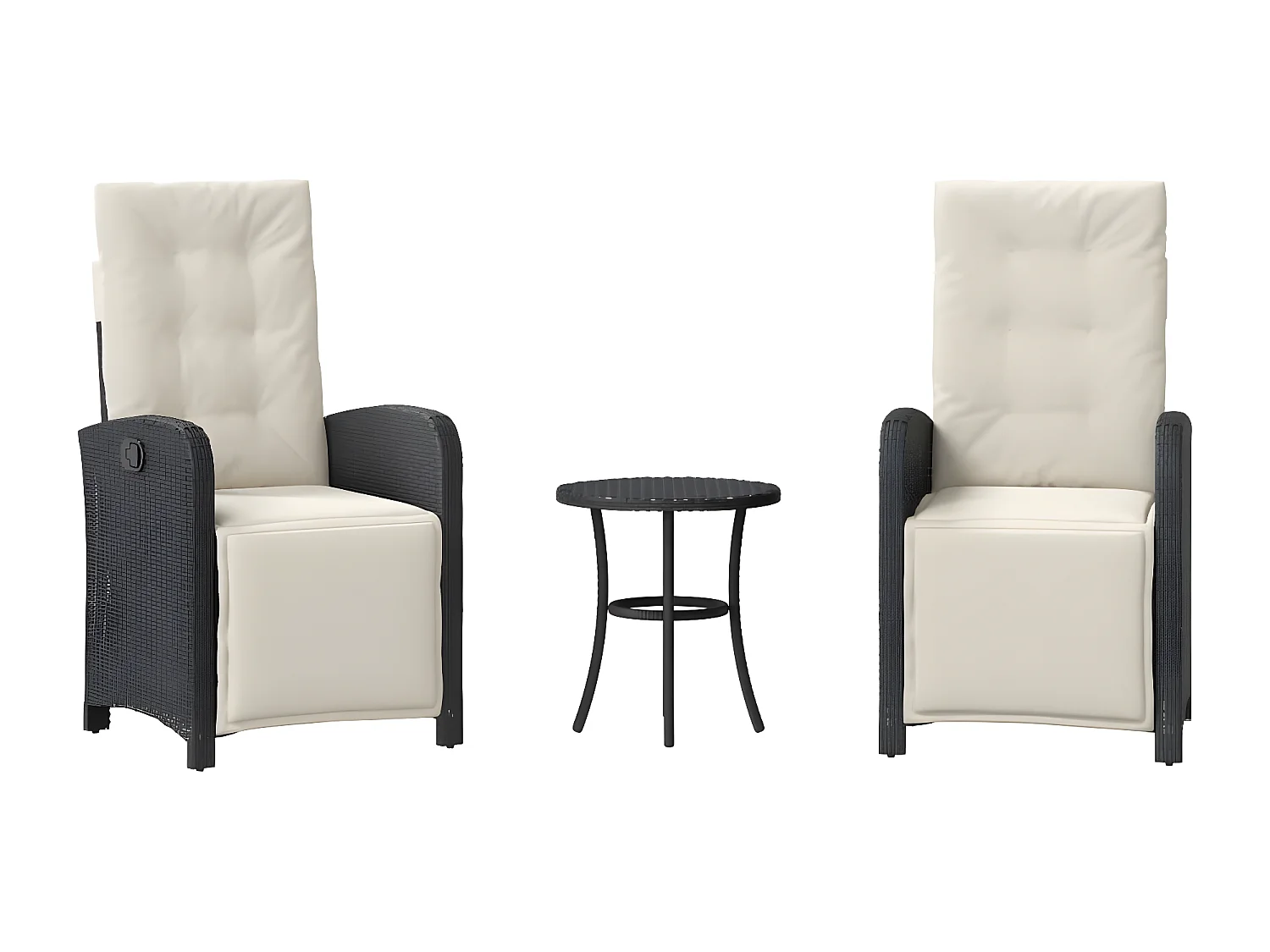 Ensemble de bistro 3 pcs avec coussins noir résine tressée GFDF86742