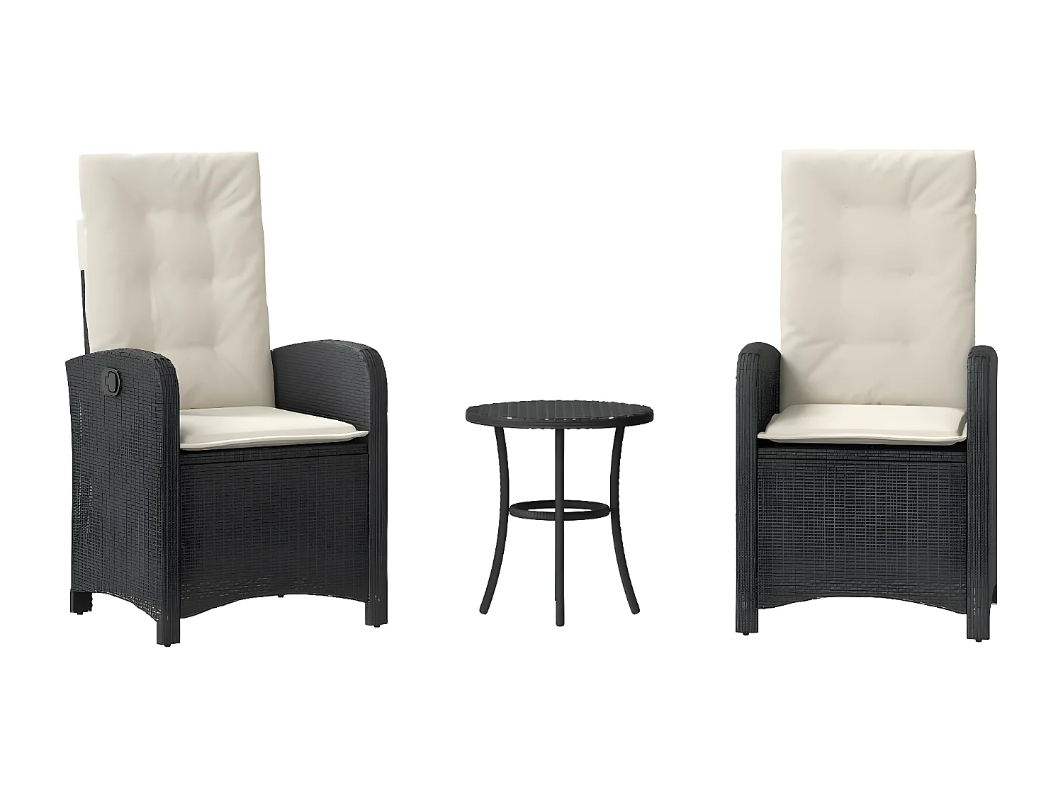 Ensemble de bistro 3 pcs avec coussins noir résine tressée GFDF67123