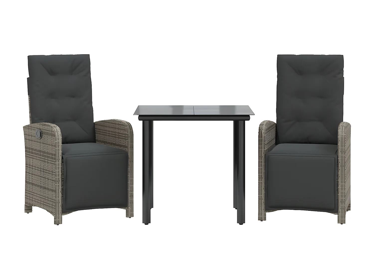 Ensemble de bistro 3 pcs avec coussins gris résine tressée GFDF72037