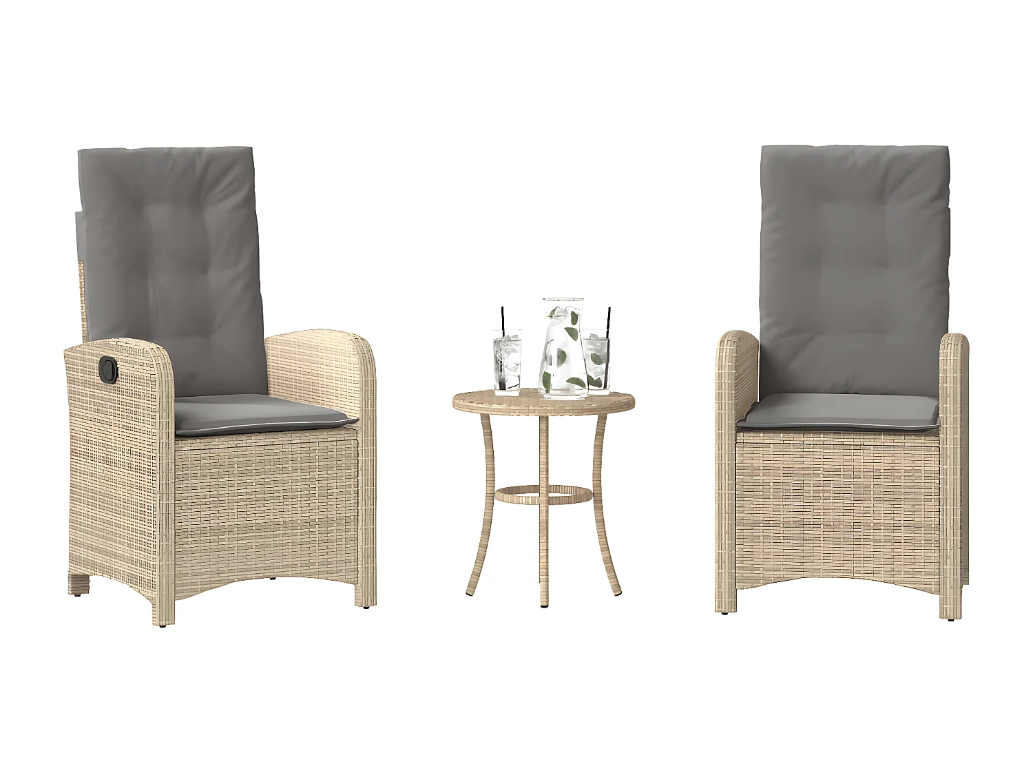 Ensemble de bistro 3 pcs coussins mélange beige résine tressée GFDF59223