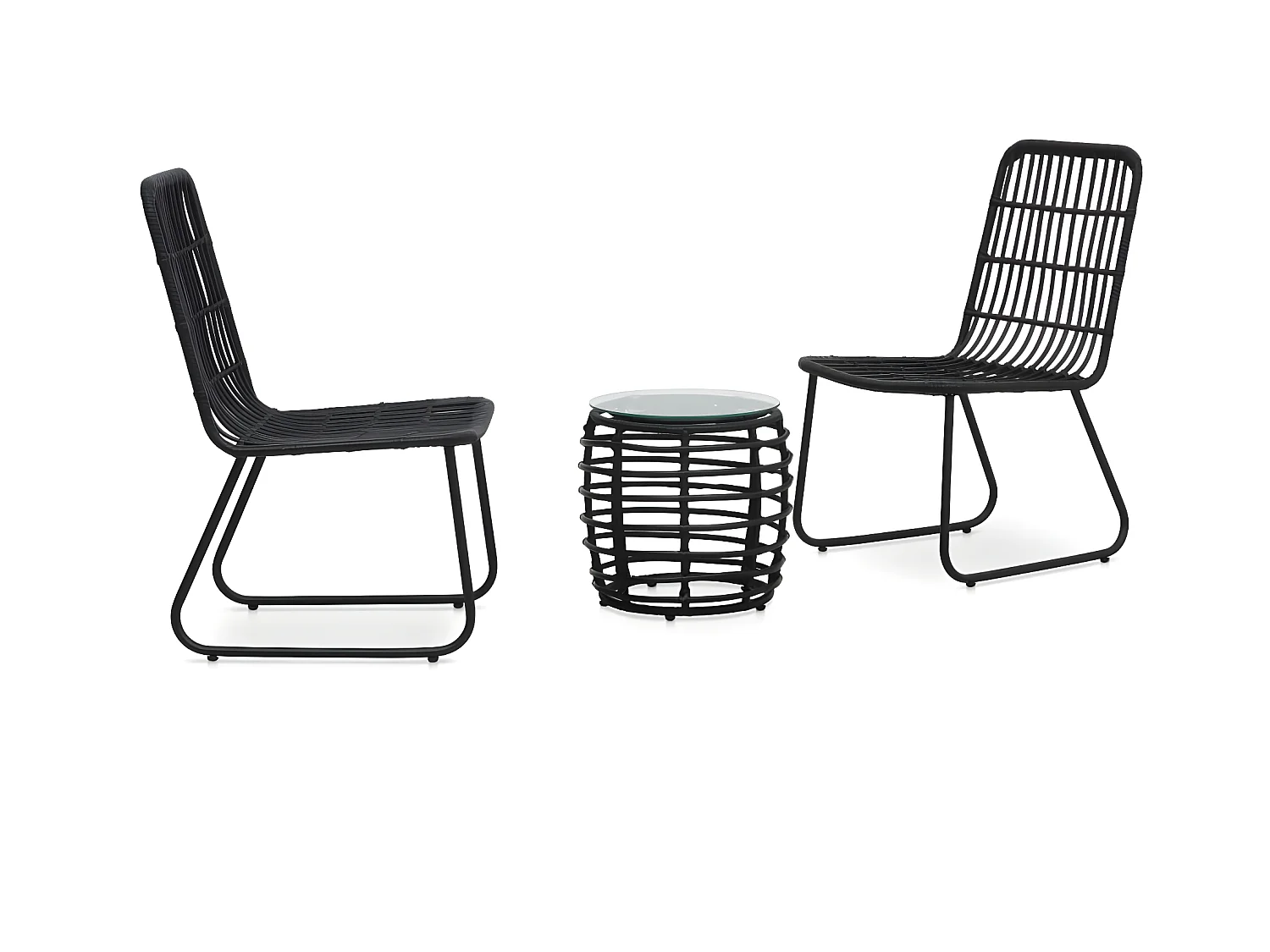 Ensemble de bistro 3 pcs Résine tressée Noir GFDF74958