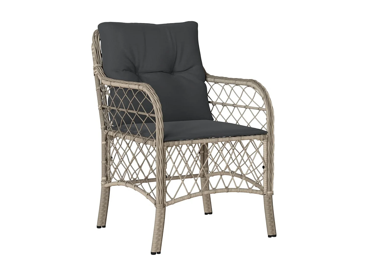 Ensemble de bistro 3 pcs et coussins gris clair résine tressée GFDF25361