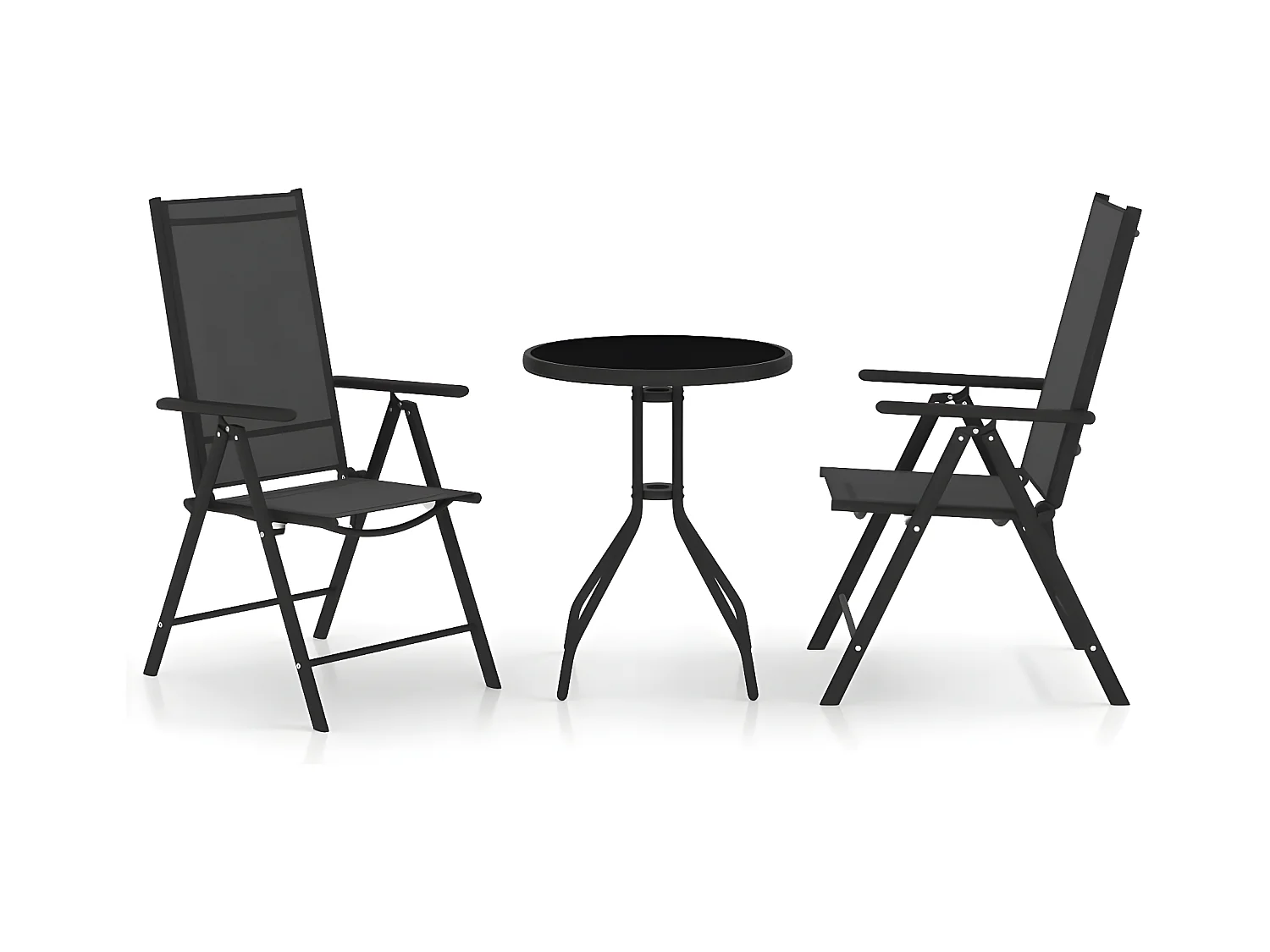 Mobilier de bistro 3 pcs Aluminium et textilène Noir GFDF22006