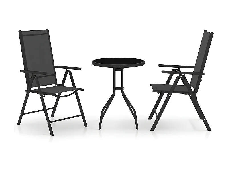 3-delige Bistroset aluminium en textileen zwart NL442299