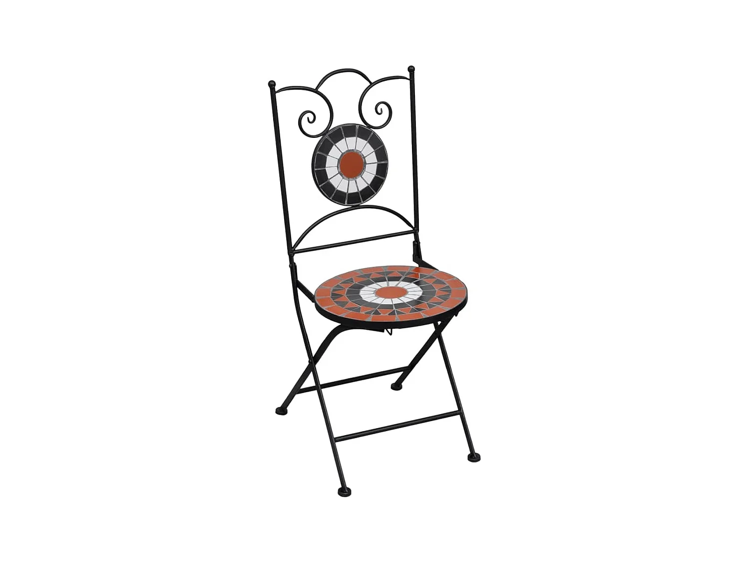 3 pzas Comedor de jardín mosaico cerámica terracota y blanco KOW27826