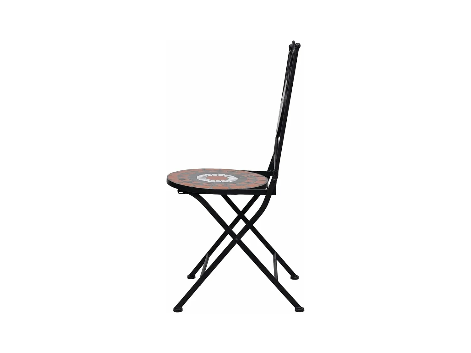 3 pzas Comedor de jardín mosaico cerámica terracota y blanco KOW27826