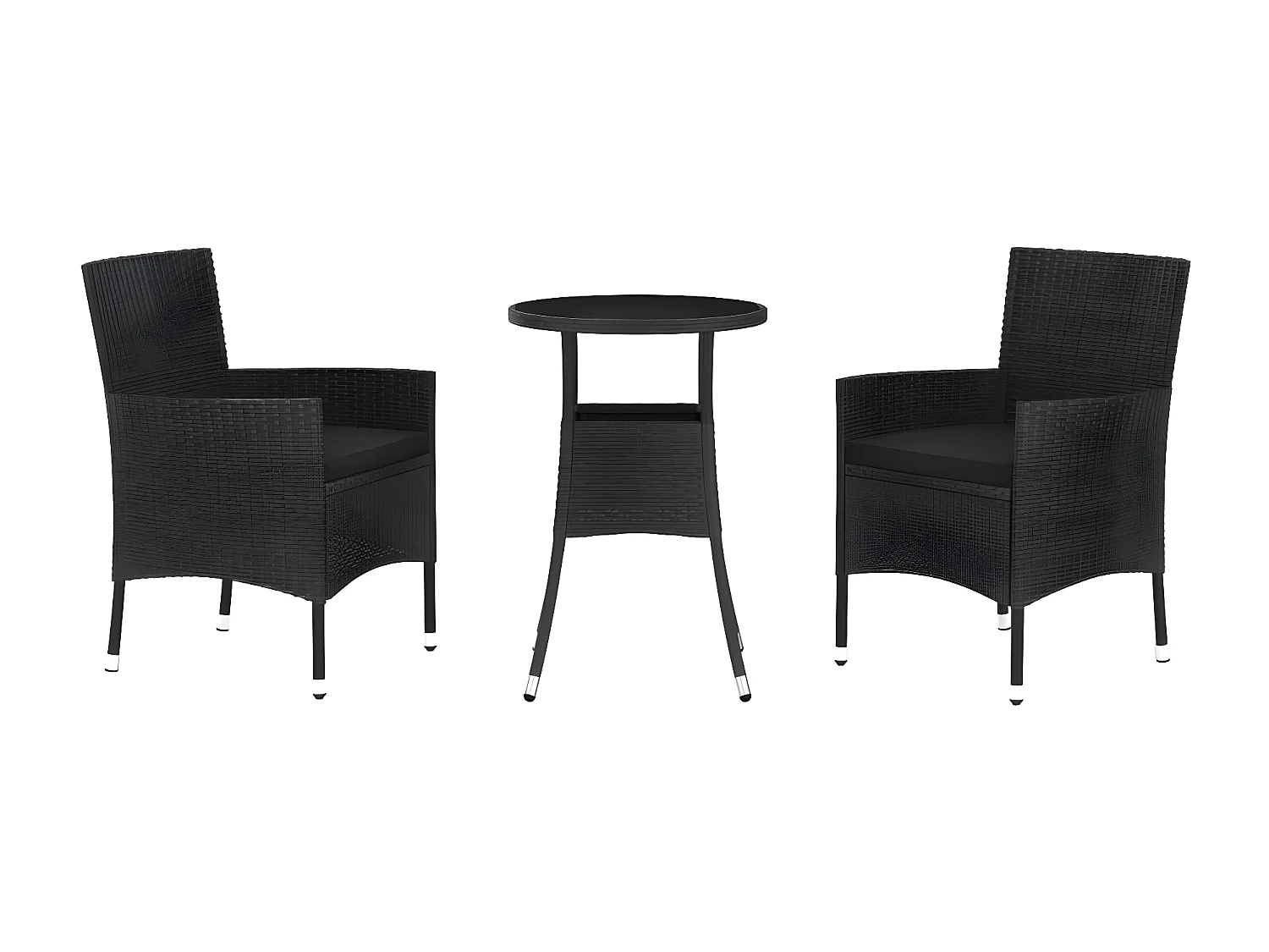 Ensemble de bistro de jardin 3 pcs coussins noir poly rotin GFDF89752