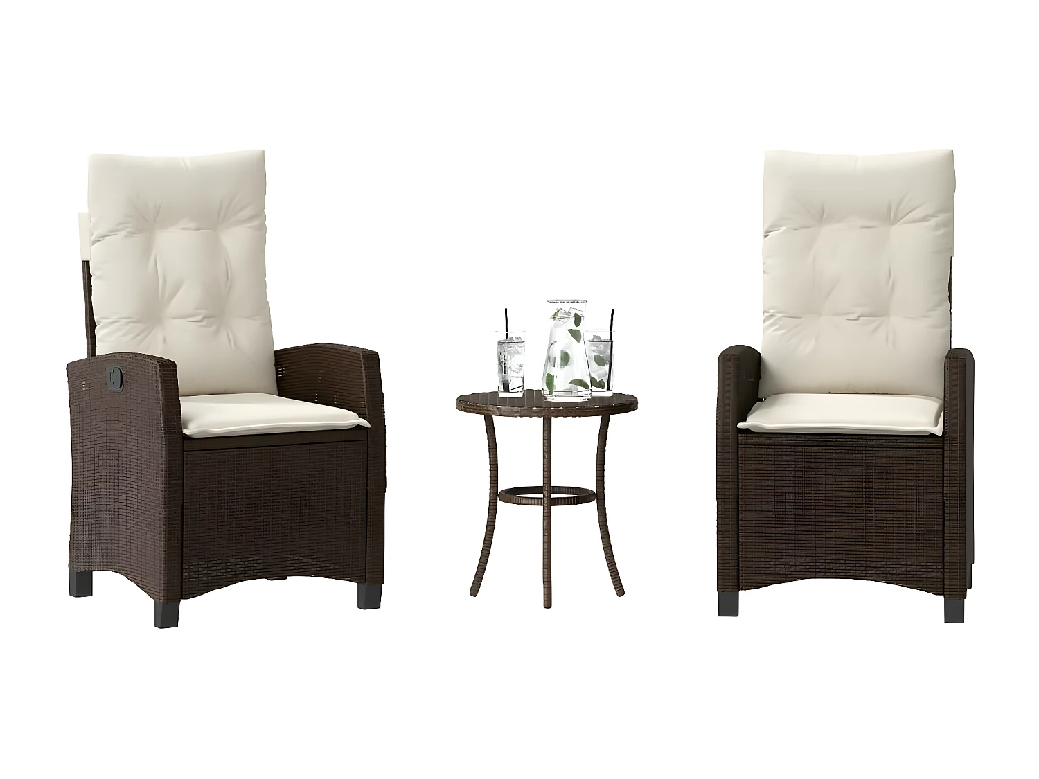 Ensemble de bistro 3 pcs avec coussins marron résine tressée GFDF55898